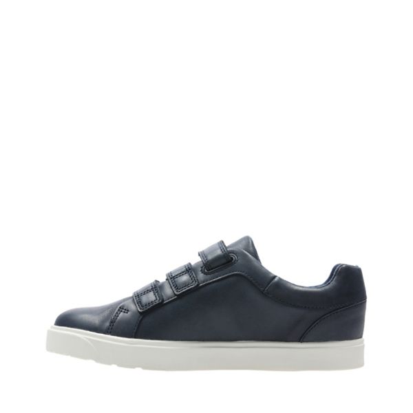 Clarks Girls City Oasis Lo Kid Trainers Navy | CA-8903126